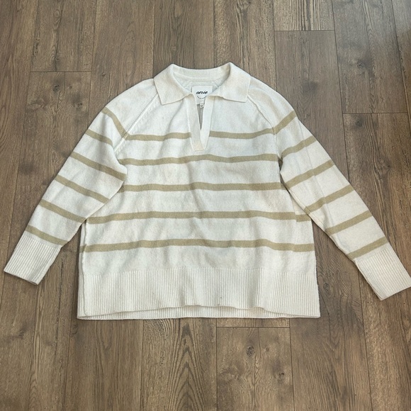 aerie Sweaters - Aerie Cream and Tan Striped Sweater